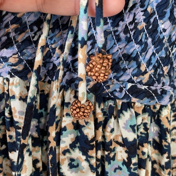 Free People One I Love Smocked Strappy Back Maxi Dress Size L Ruffle Multicolor - Picture 7 of 14